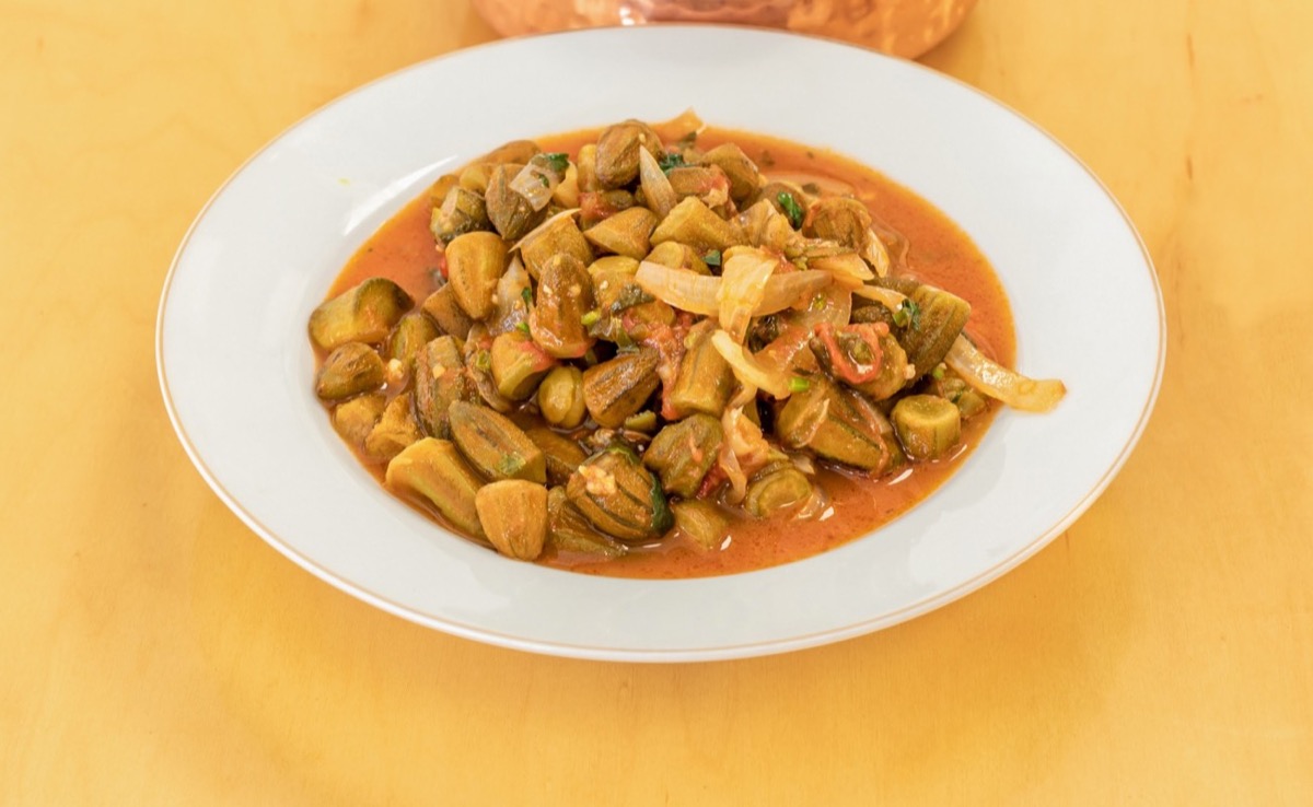 Bamieh, okra stew in tomato sauce